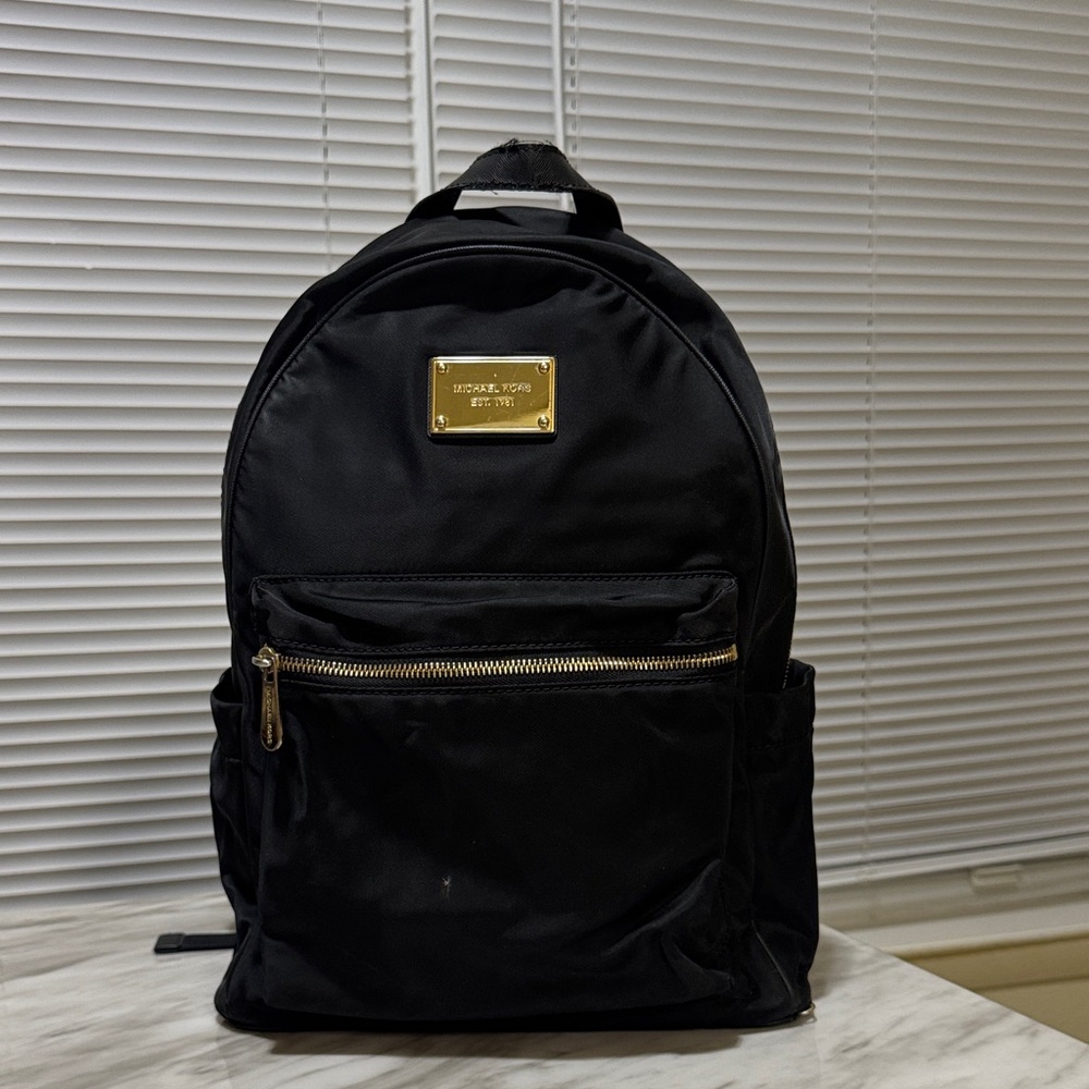 Mk Black Backpack with Gold Accents